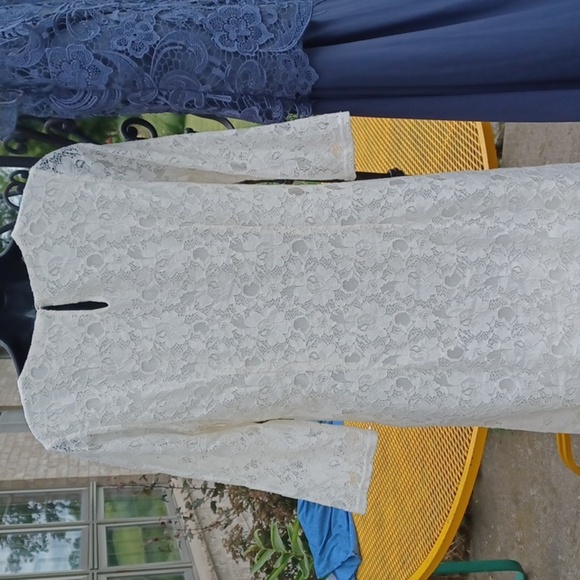 GAP Lace 3/4 Sleeve Dress, cream, side zip, sz 10 - Picture 4 of 9